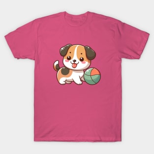 Cute Puppy Playing Ball T-Shirt